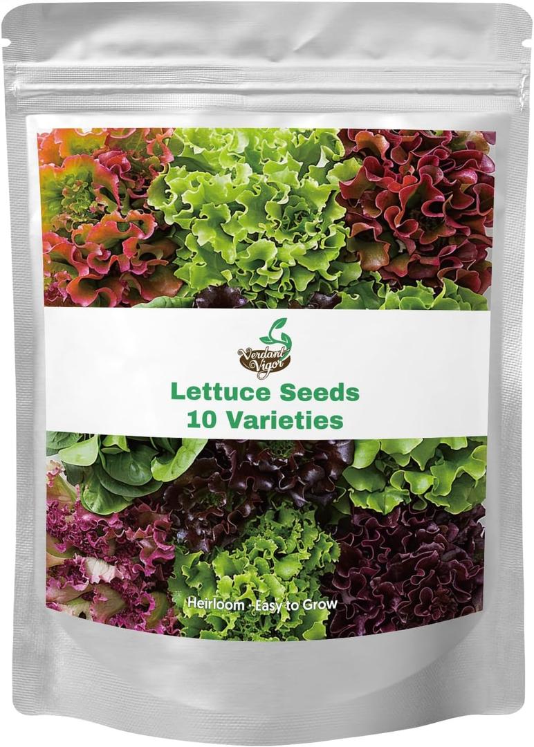 20,000+ Lettuce Seeds, Heirloom Vegetable Seed for Planting Indoor Outdoor, 10 Varieties of Fresh Salad Greens for Hydroponics Kit, Easy to Grow for Garden Beginners, Non-GMO