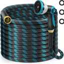 Gardentime 75FT Non-Expandable Garden Hose, Heavy Duty Flexible Water Hose with Leakproof 3/4" Fittings 10 Modes Spray Nozzle, Kink-Free, Lightweight & Durable for Yard, Lawn, Garden & Outdoor Use