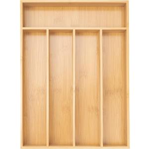 Besilord Silverware Organizer Kitchen Drawer Organizer Utensil Organizer Bamboo Silverware Holder Cutlery Organizer in Drawer Flatware Organizer Tray, 5 Slots, Natural