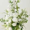 Ling's moment 41.0" Tall Free-Standing Wedding Aisle Artificial Flowers for Ceremony Decor, 2PCS White Walkway Floral Chair Markers, Faux Rose Altar Arch Arrangement Spring Decorations Outdoor