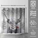 Highland Cow Shower Curtain Winter Rustic Bull Portrait Snowflake Christmas Trees Gray Shower Curtains for Bathroom 72 x72 Inch Xmas Berry Western Country Cattle Restroom Set with 12 Hooks