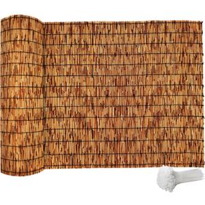 Reed Fencing Rolls,Patio Privacy Screen 5 Feet High,Decorative Bamboo Fence Rolls for Patio Balcony Garden Backyard Outdoor,5x16FT (Brown)