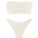 Women's Strapless Twist Bandeau Bikini 2 Piece Swimwear Cheeky Solid Lace up Bathing Suits, Small