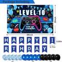 Video Game 10th Birthday Decorations for Boys, Blue Level 10 Party Decor Kits for Boy, 10 Years Old Game Supplies - Backdrop Honeycomb balls Hanging Swirls Centerpieces Balloons Tablecloth Cake topper