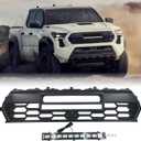 2024 Grill for Tacoma Black Mesh Front Hollow Grille Compatible with 2024 2025 Tacoma Matte Black Front Bumper ABS Grille with Camera Hole, tacoma grill with LED Light Bar
