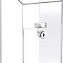Juexica Acrylic Donation Box 10.2" x 5.6" x 4" Suggestion Raffle Box Tip Jar with Lock and Slot Wall Mount Safe Key Drop Ballot Fundraising for Home Office Vote(Clear)
