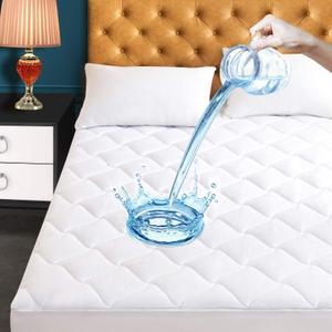 Twin XL Size Quilted Fitted Mattress Pad, Waterproof Breathable Cooling Mattress Protector, Stretches up to 21 Inches Deep Pocket Hollow Cotton Alternative Filling Noiseless Mattress Cover (Windmill Protector)