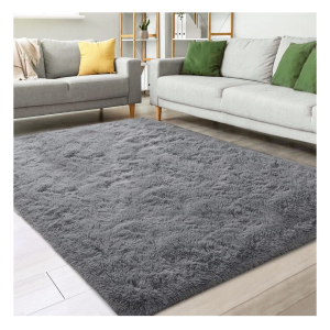 Soft Fluffy 8ftx10ft Gray Area Rug for Stylish Living