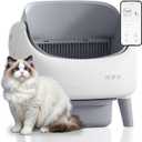 Open-Top Self Cleaning Litter Box, Automatic Litter Box with Dual Safety Sensors, Anti-Pinch Protection, Large Capacity, APP Control, White-Grey