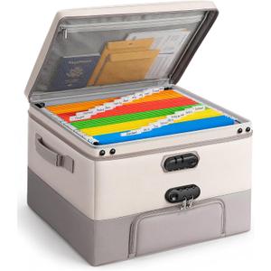 DEEGO Fireproof Document Box with 2 Locks, 10 Hanging File Folders