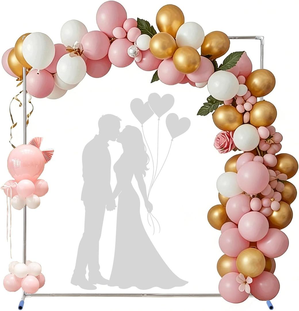 Arch Backdrop Stand,7x5 FT Metal Wedding Square Backdrop Stand for Ceremony Square Stainless Steel Backdrop Stand for Parties,Wedding,Birthday,Anniversary,Baby Shower,Garden Decoratip