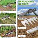 Gardenia Iron Weeding Rake, 2.0 Iron Weeding Rake with Long Handle, 6 Teeth Heavy Duty Weed Puller Tools for Gardening, Weedings ,Lawn