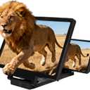 Smartphone Screen Magnifier, 3D HD Foldable Amplifier, Phone Stand with, Adjustable Angle Gift for Mom Dad, Family Portable Universal Enlarger Movies Gaming Video (Black)