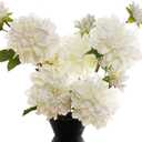 Artificial Silk Flowers Dahlia 24'in Long Stem Fake Flower 5 Pcs,Suitable for Spring Easter Flowers,Wedding Decoration Bouquets,Core Decorations,Home Furnishings(White)