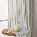 SUOUO Boho Blue Striped Linen Textured Curtains for Living Room 96 inches Long Rod Pocket Light Filtering Window Drapes for Bedroom Dining 2 Panels
