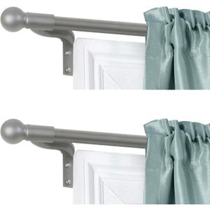 Zenna Home Curtain Rods for Windows 48 to 120 Inches, 2 Pack Adjustable Single Decorative Cafe Rods, Easy Install Window Rod, Perfect Leveling, No Measuring, Ball Finials, Brushed Nickel, Set of 2