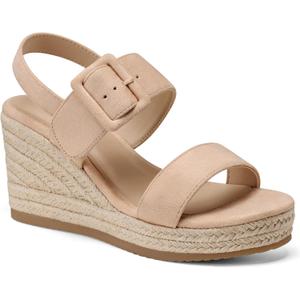 TEMOFON Espadrilles Wedge Sandals for Women: Slip On Elastic Ankle Strap Platform Sandals Dressy Comfortable Summer Wedges Heels Shoes 10 