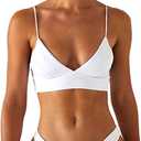 Women's Bikini Top Soild Color Push Up V Neck Bathing Suit Swimsuit Top S