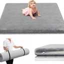 Baby Play Mat 50 x 50, Thick Baby Play Mat for Floor, Ultra Soft Playpen Mat, Machine Washable Tummy Time Foam, Non-Slip Bottom Helps Cushion, for Kids, Infant and Toddler Crawling (Grey)