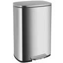 Qualiazero 13.2 Gallon Trash Can, Rectangular Step On Kitchen Trash Can, Silver
