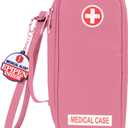 Jayour EpiPen Medical Carrying Case Insulated, Travel Medication Organizer Bag Emergency Medical Pouch, Fits 2 EpiPens, Asthma Inhaler, Anti-Histamine, Auvi-Q, Allergy Medicine Essentials (Pink)