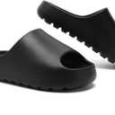 Jaeynow Cloud Slides for Women Men, EVA Soft Recovery Slides for Womens, Thick Sole Open Toe Shower Shoes Outdoor & Indoor House Slippers Sandals(Black 38/ 39)