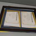 GraduationMall 14x20 Double Diploma Frame, Display 8.5x11 Certificate with Navy over Gold Mat,Tempered Glass,Mahogany with Gold Beads