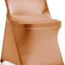 bricia 12 PCS Gold Stretch Spandex Folding Chair Slipcovers, Dining Room Chair Covers Stretch Chair Slipcovers Protector for Wedding, Banquet, and Party