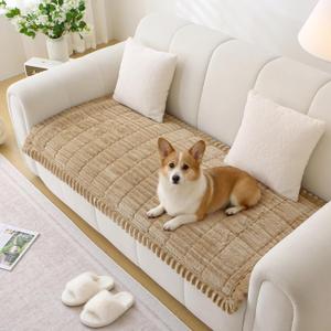 Pet Couch Covers for Sofa Washable Non Slip Dog Couch Cover Protector Pet Friendly Mat for 3 Cushion Sofa (Brown, 27.6" x 59.06")