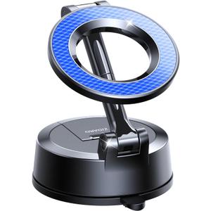 Vacuum Magnetic Car Phone Holder, 360Adjustable, Compatible with iPhone 12-17 Series & Dashboard Mount & Tesla, 80+LBS Strong Suction Cup Phone Holders for Your Car, MagSafe-Compatible (Blue)