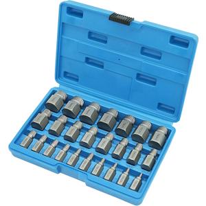 25-Piece Screw Puller Kit, Multi-Spline Hex Head, 3/8 Inch Drive Easy Removal Bolt Puller Kit for Removing Stripped, Rounded, Damaged, Broken, Screws and Bolts Removal Kit