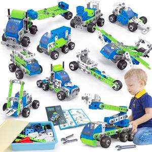 18 in 1 STEM Toys for 4 5 6 7 8+ Year Old Boy Girl Birthday Gifts Educational Building Toys for Kids Ages 4-8 5-7 6-8 Build and Play Stem Activities Construction Toy for Boys 4-6 8-10 (Pull Back Cars)