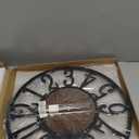 20'' Silent Wall Clock with Adjustable Night Light, Glow in The Dark Decorative Wall Clock Battery Operated, Rustic Modern Metal & Wood Clocks for Living Room Decor, Arabic Numerals