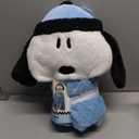 Peanuts Snoopy Santa Hat Hooded Throw - Kids Holiday Christmas Bedding Super Soft Throw Blanket - 30 in x 50 in, (Officially Licensed Product) by Franco (Light Blue)