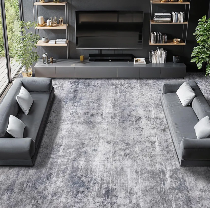 Washable Rug 9x13 Area Rugs for Living Room - Stain Resistant Non-Slip Backing Boho Rug for Bedroom,Durable & Ultra-Thin Vintage Large Area Rug(9x13,Gray/Blue)
