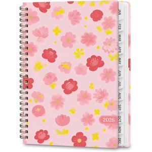 2 x 2026 Planner, Weekly and Monthly Calendar Planning Book, Jan 2026 - Dec 2026, Academic Agenda Planner for School Supplies and Office Desk Accessories - A5 (6.3" x 8.5") (Flower)