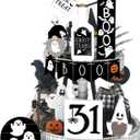 Jetec Halloween Tiered Tray Decorations Wooden Ghost Halloween Coffee Bar Decor Fall Tray Decor Set Farmhouse Rustic Boo Wooden Signs for Home Table Houseroom,12 Pcs