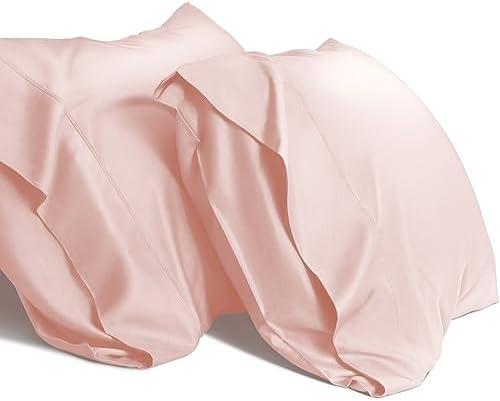 WishSmile Standard Pillow Cases Cooling Pillowcases Set of 2 Breathable Cool Silky Soft Hair and Skin Friendly, Light Pink, 20x26IN