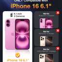 Diaclara Designed for iPhone 16 Case, Upgraded [Full Camera Protection] Full Body Rugged Bumper Case with Built-in Screen Protector, Rose Pink