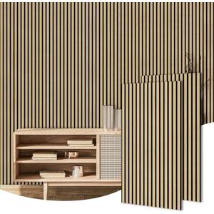 HPINUB 3D Acoustic Panels,Fluted Sound Absorbing Panel with Wood Finish for Stylish Decor and Noise Reduction,Textured Slat Wall Panels Wood Slats for Wall and Ceiling-23.6"x47.2"x2pcs(Oak)