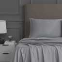 Linen Closet Queen Sheet Set 4-Piece Cotton Blend, 1200 Thread Count Ultra Soft & Silky Sateen, Moisture Wicking, Wrinkle Resistant, Quick Dry, Deep Pocket up to 18", Durable & Easy Care, Light Gray