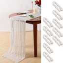 10Ft Gauze Table Runner, Sheer Cheesecloth Table Runner Bulk for Holiday Party Bridal Shower Romantic Boho Table Decor | 35" W x 118" L (White, 10)