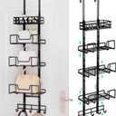 HapiRm Over Door Purse Organizer - Adjustable Purse Storage Rack with Bags Design Metal Basket, Wall Mounted Handbag Organizer, Hanging Handbag Holder, Can Use As 1/2 Part Detachable (5-Tier, Black)