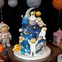 26Pcs Space Cake Topper Astronaut Cake Decorations Outer Space Planet Cake Toppers for Birthday Party Supplies Baby Shower