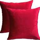 RainRoad Red Throw Pillows Covers Set of 2 Soft Velvet Decorative Pillow Covers 20x20 Inch for Couch Bed (Red-Velvet, 20" x 20"(2pcs))