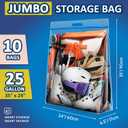 25 Gallon Extra Large Resealable Storage Bags with Zipper Top | 35" x 24" Heavy Duty Clear Bags with Handles, 4 Mil Thick, Perfect for Clothing, Pillows, Travel, and Moving (10 Packs)