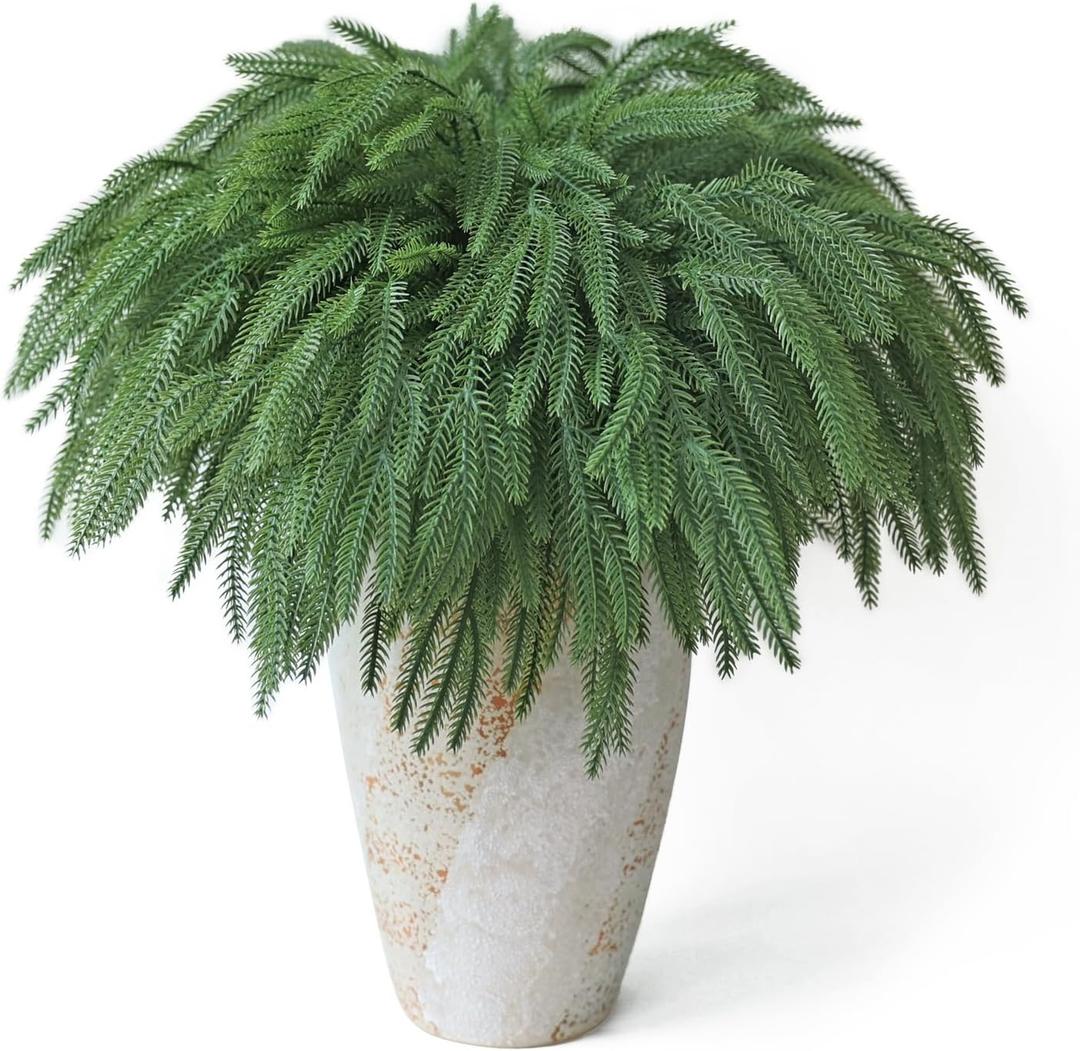 16 Pcs Christmas Norfolk Pine Branches, 19.7" Artificial Norfolk Pine Stems, Large Faux Norfolk Pine Branches for Xmas Greenery DIY Crafts Norfolk Pine Picks for Garlands Wreath Home Garden Decoration