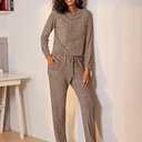 Ekouaer Womens Pajamas Set Long Sleeve Loungewear Soft Lounge Set Joggers with Pockets, S
