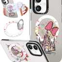 Toycamp for iPhone 16 Case Compatible with Magsafe - Cute Design 360 Magnetic Ring Holder Stand Kickstand Funny Castle Girly Pretty Fashion TPU Phone Covers for Women Tenn Girls