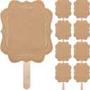 Amyhill Kraft Wedding Paper Fans Blank Handheld Church Fans and Fan Sticks with Stickers for DIY Crafting Wedding Celebration Party Favors, 8 x 6.8 Inch(20 Set) Brown